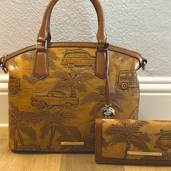 Brahmin Duxbury Satchel Tan Copa Cabana Handbag & Ady Wallet Set NEW - Picture 2 of 7